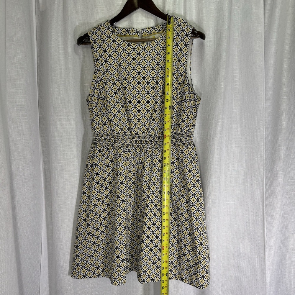 Boden Womens 14R Smocked Waist Fit Flare Cotton Dress Yellow Navy Trance Preppy - Picture 11 of 14